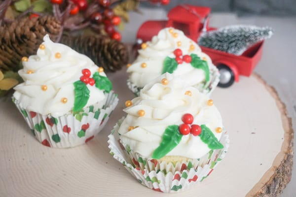 Holly Cupcakes For Christmas