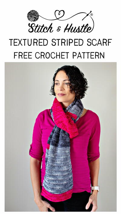 Textured Striped Crochet Scarf