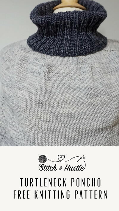 Stunning Turtleneck Poncho Beginner Knitting Pattern