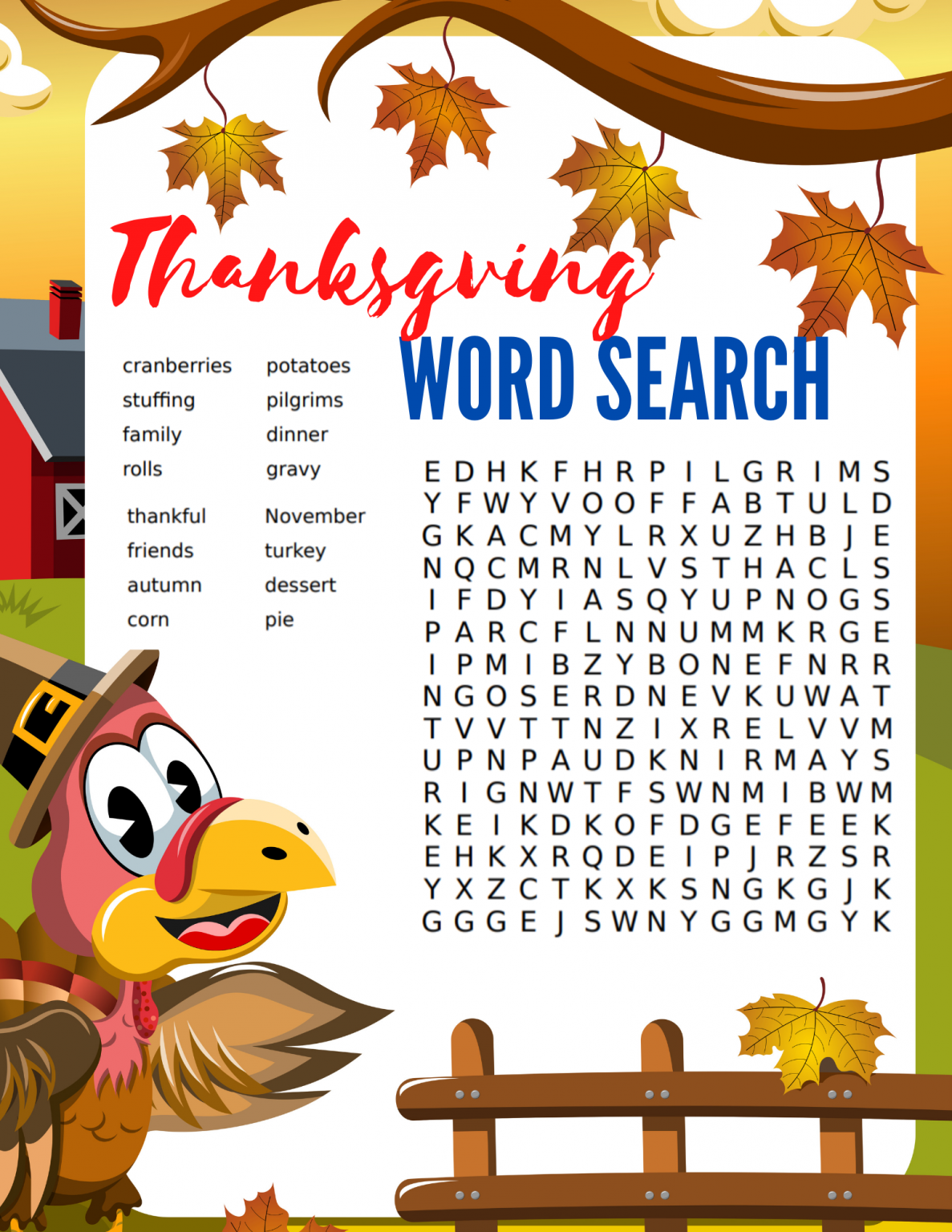 Free Printable Thanksgiving Word Search | FaveCrafts.com - Thanksgiving Bible Word Search Printable