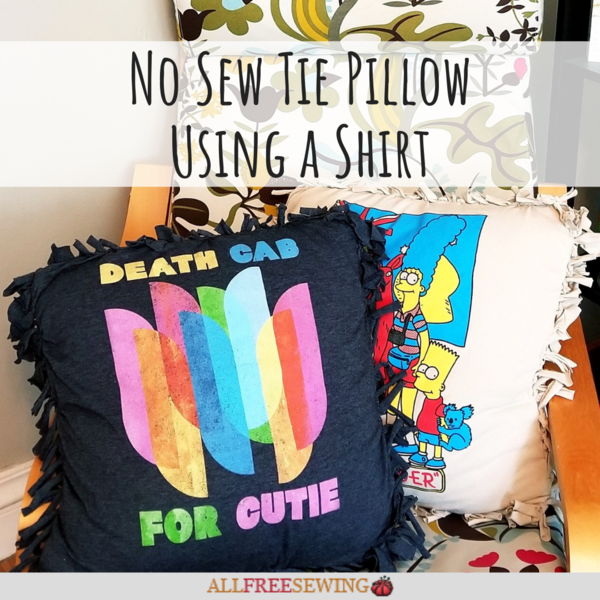 No Sew Tie Pillow Using a Shirt