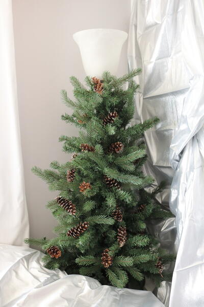 DIY Evergreen Floor Lamp Christmas Tree