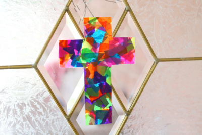 Stained Glass Tissue Paper Cross