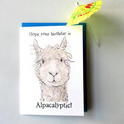 Free Printable Alpaca Birthday Greeting Card