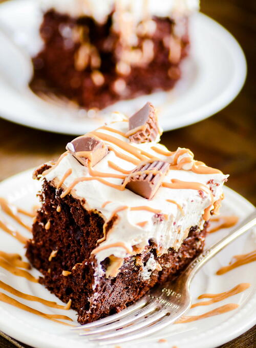 Reeses Cup Poke Cake