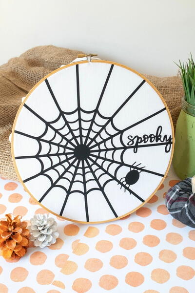 Spider Web Halloween Hoop Art