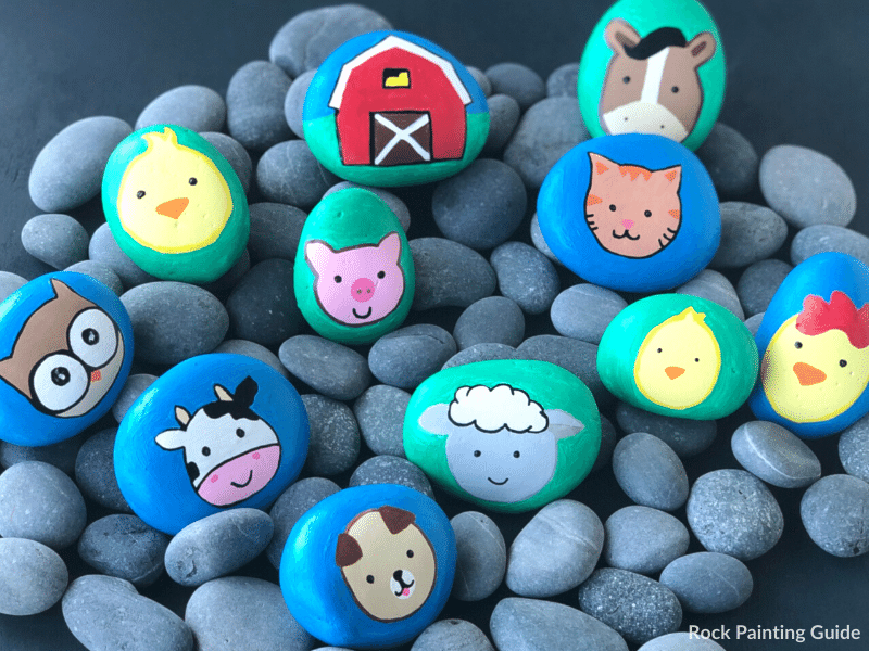 Farm Animal Painted Rocks | AllFreeKidsCrafts.com