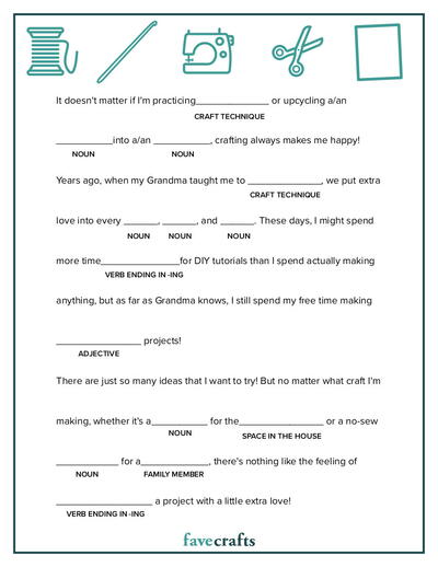 Printable Mad Libs for Crafters