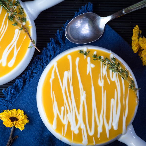 Pumpkin Cream Soup With Yogurt Drizzle