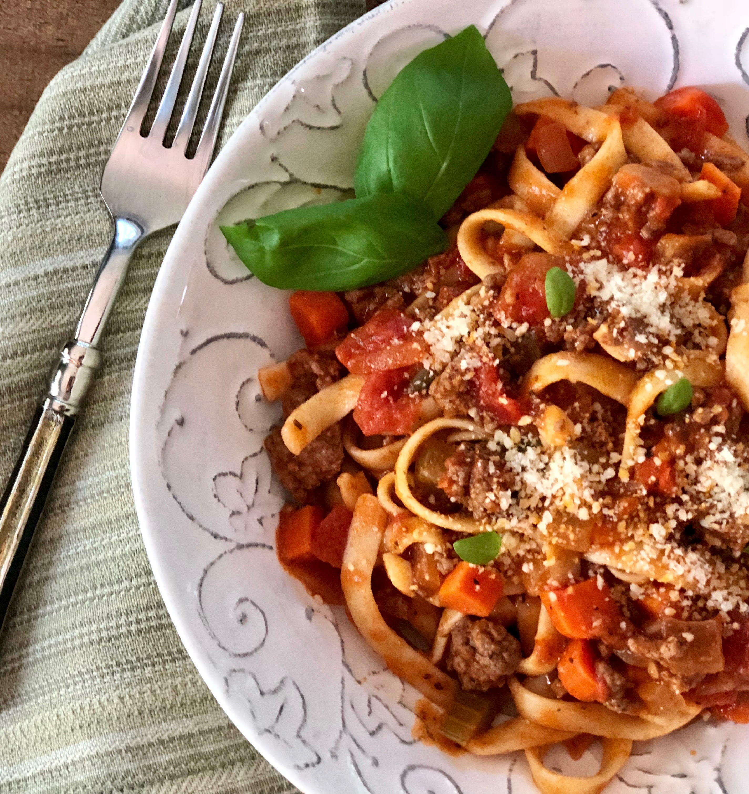 Fettuccine Bolognese Skillet Dinner