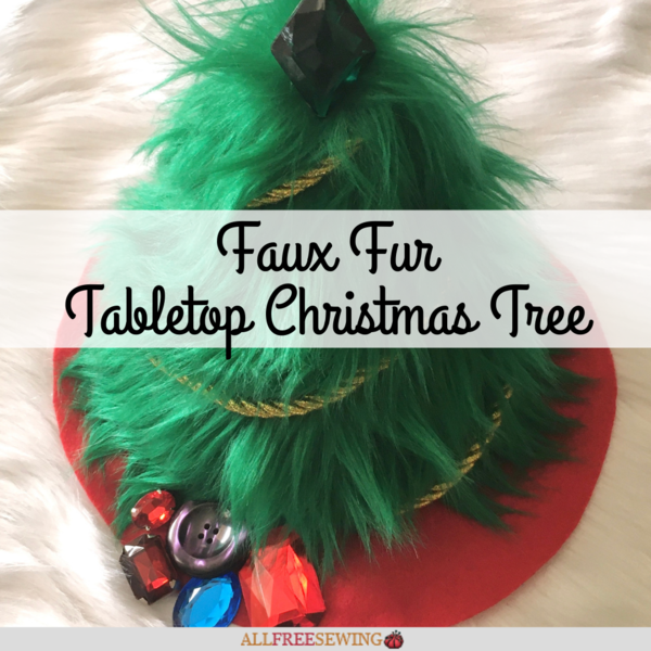 Faux Fur Tabletop Christmas Tree