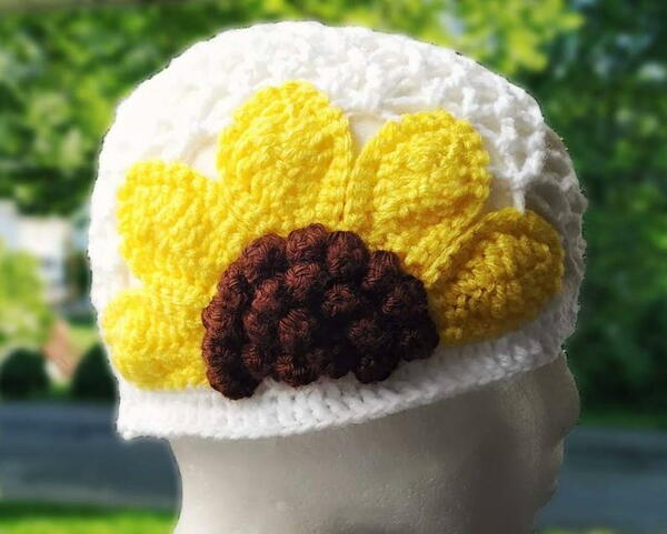 Mesh Crochet Sunflower Hat