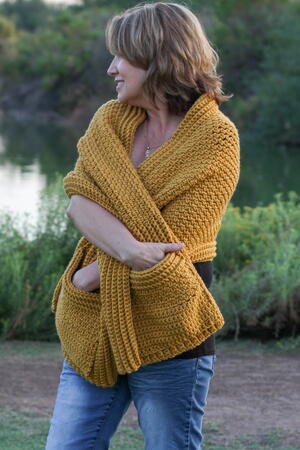 hooded pocket shawl crochet pattern