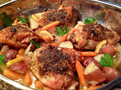 Roasted Chicken And Vegetables Oreganata
