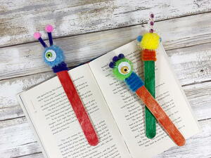 Easy Popsicle Stick Monster Bookmark Craft