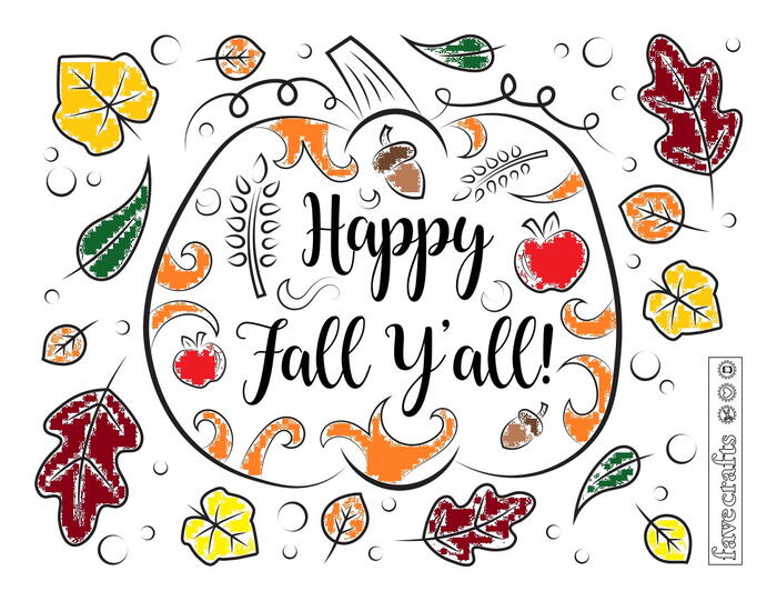 Happy Fall Y'all Coloring Page