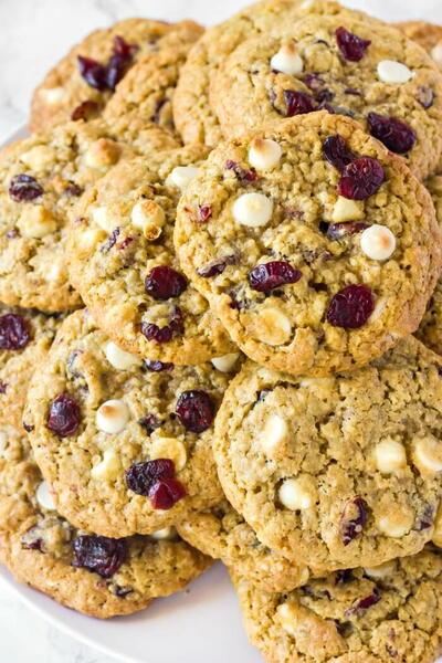 White Chocolate Cranberry Oatmeal Cookies | FaveSouthernRecipes.com