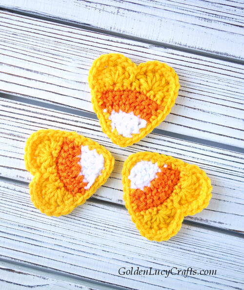 Crochet Candy Corn Heart Applique
