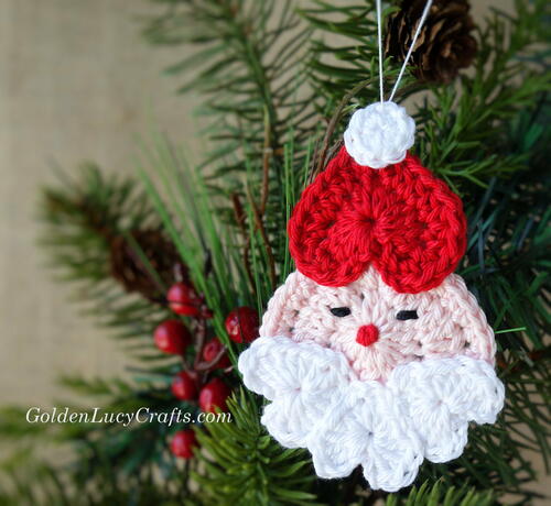 Crochet Heart Shaped Santa Ornament