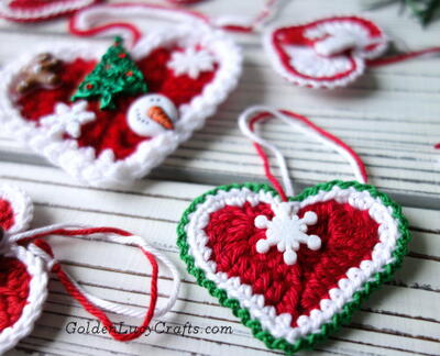 Crochet Christmas Hearts