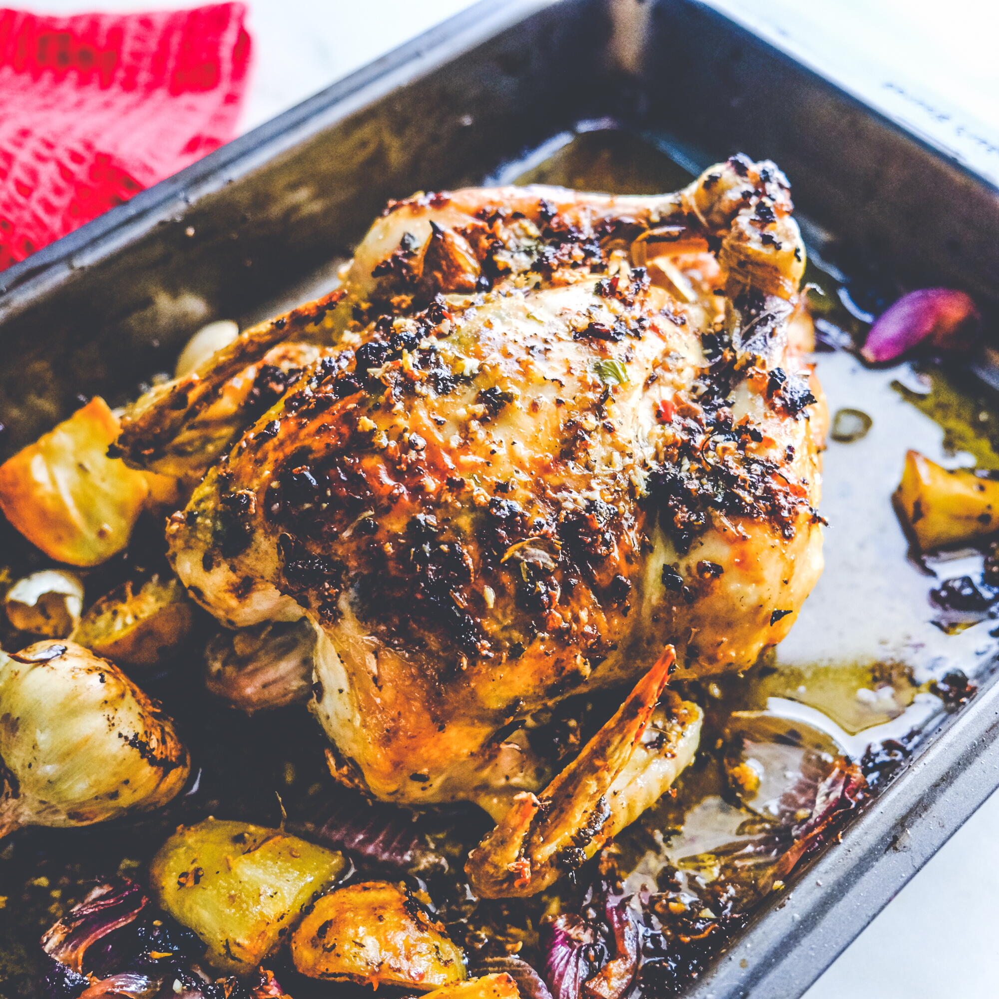 Garlic Herb Butter Roasted Chicken Recipe | FaveSouthernRecipes.com