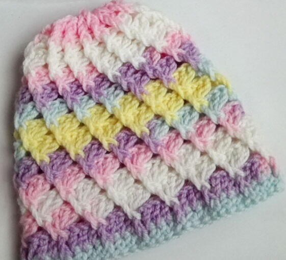 Pastel Peaks Crochet Baby Hat Pattern