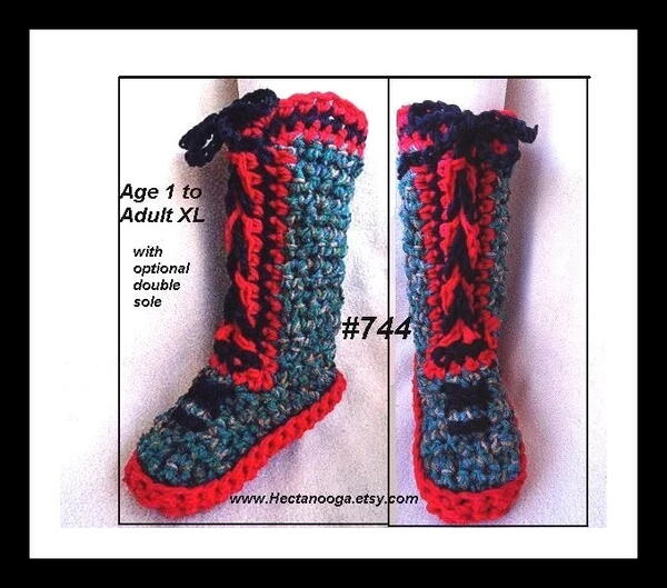 Tall Crochet Red Sole Slippers