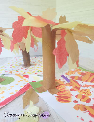 Paper Towel Fall Tree Kids Craft
