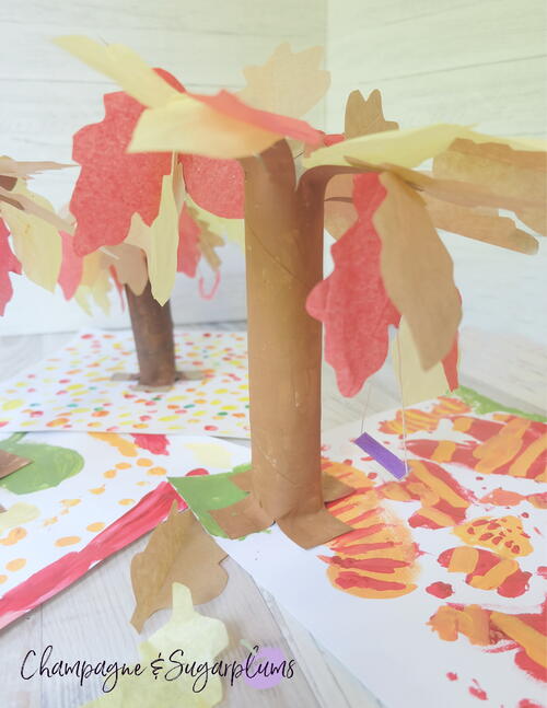 Paper Towel Fall Tree Kids Craft