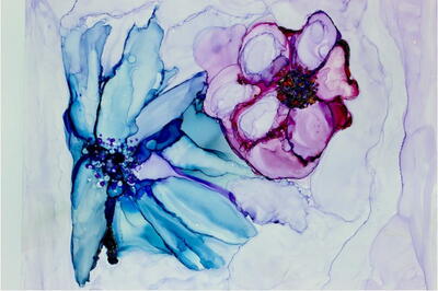 Fluid Art Delicate Flower Painting with Marabu Alcohol Inks