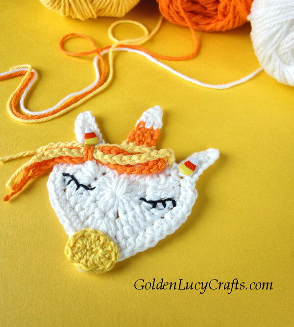 Candy Corn Unicorn Crochet Applique