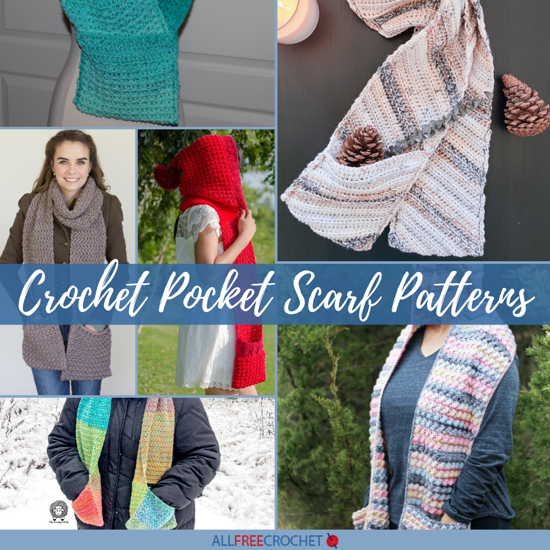 Crochet scarf with pockets deals