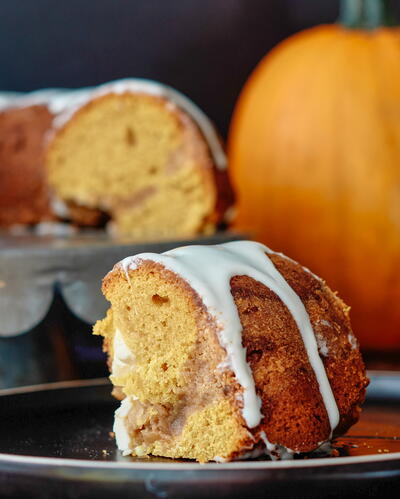 Pumpkin Coffee Cake With Cream Cheese Icing Drizzle