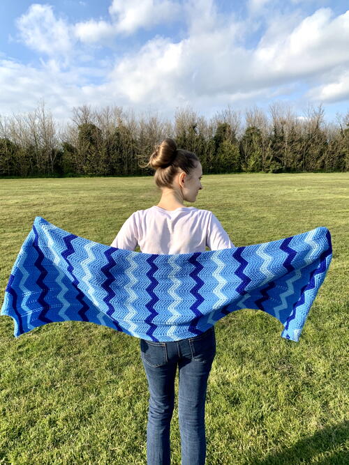 Sky Walk Tunisian Chevron Shawl