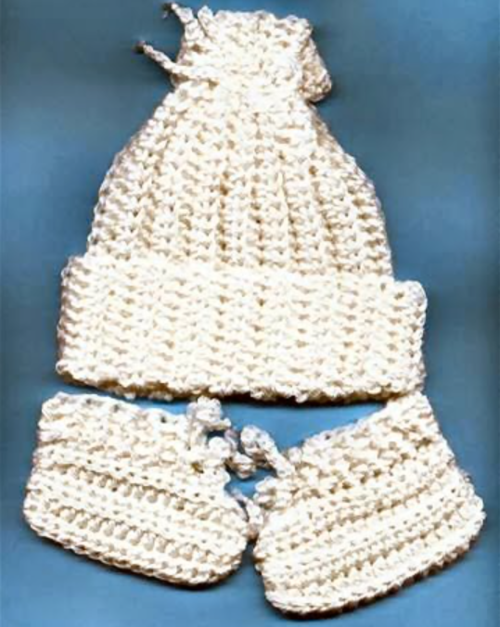 Easy Crocheted Newborn Baby Hat  Booties