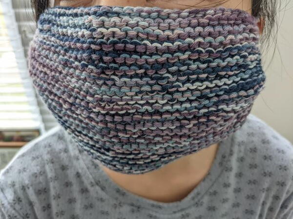 Scrap Yarn Knit Face Mask Pattern Completed