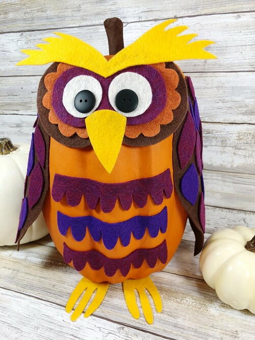 No-Carve Halloween Owl Pumpkin