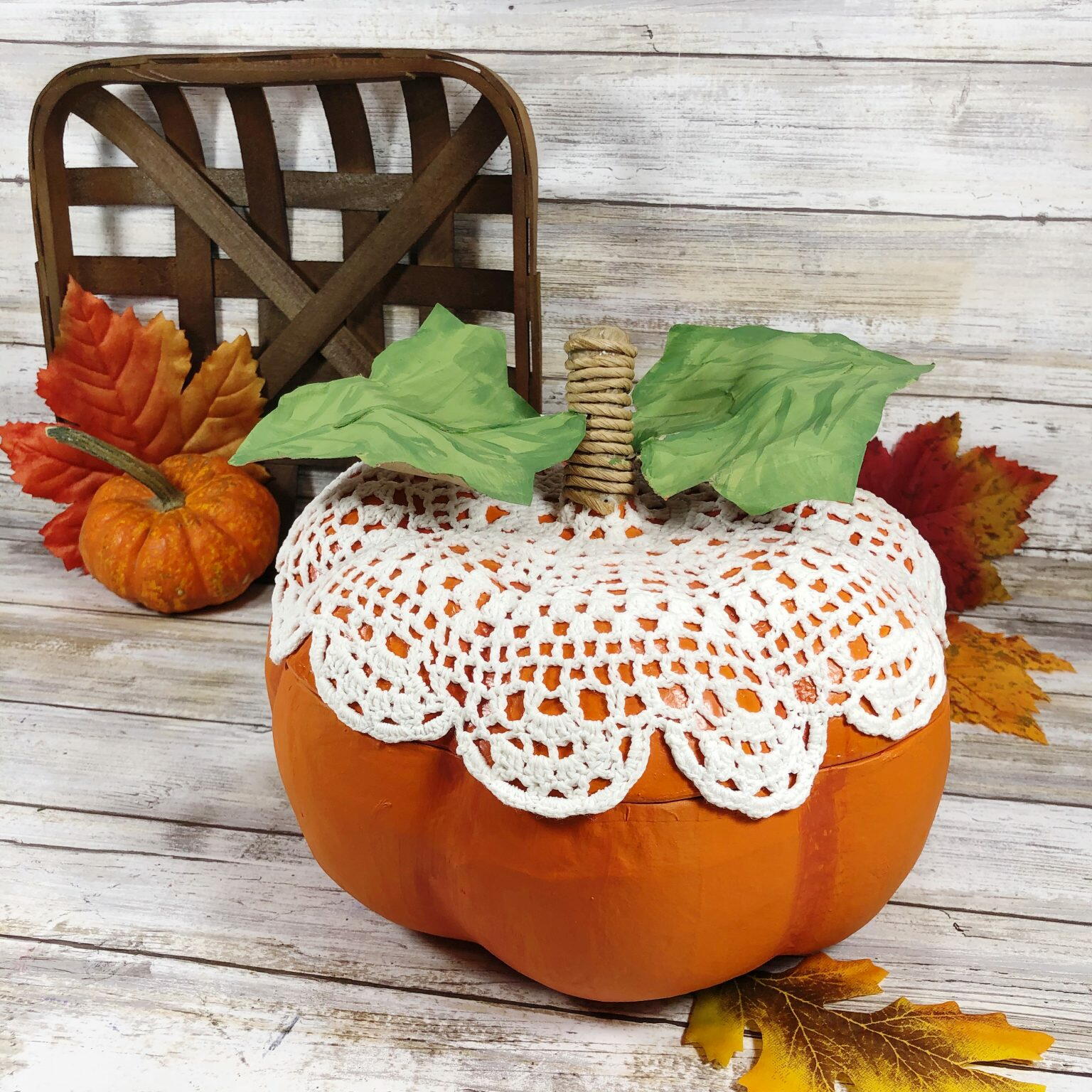 Embellish Pumpkins With Lace | AllFreeHolidayCrafts.com