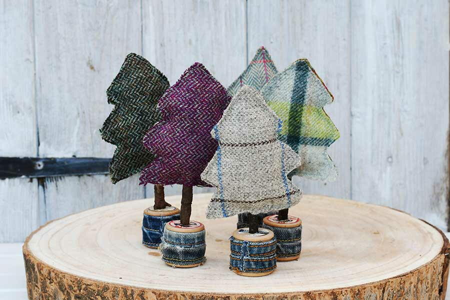 Tweed And Tartan Mini Trees | FaveCrafts.com