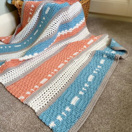 Peaches And Teal Modern Baby Blanket | FaveCrafts.com