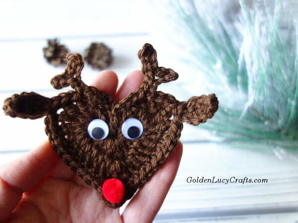 Crochet Reindeer Applique Or Ornament