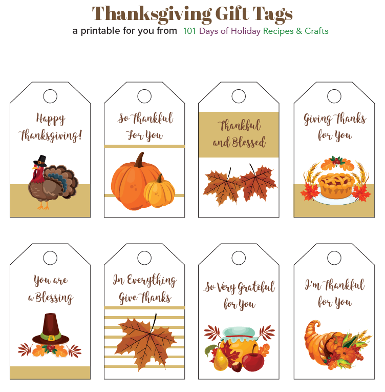 Free Printable Thanksgiving Gift Tags