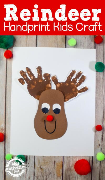 Cutest Christmas Reindeer Handprint Craft With Rudolph's Red Nose