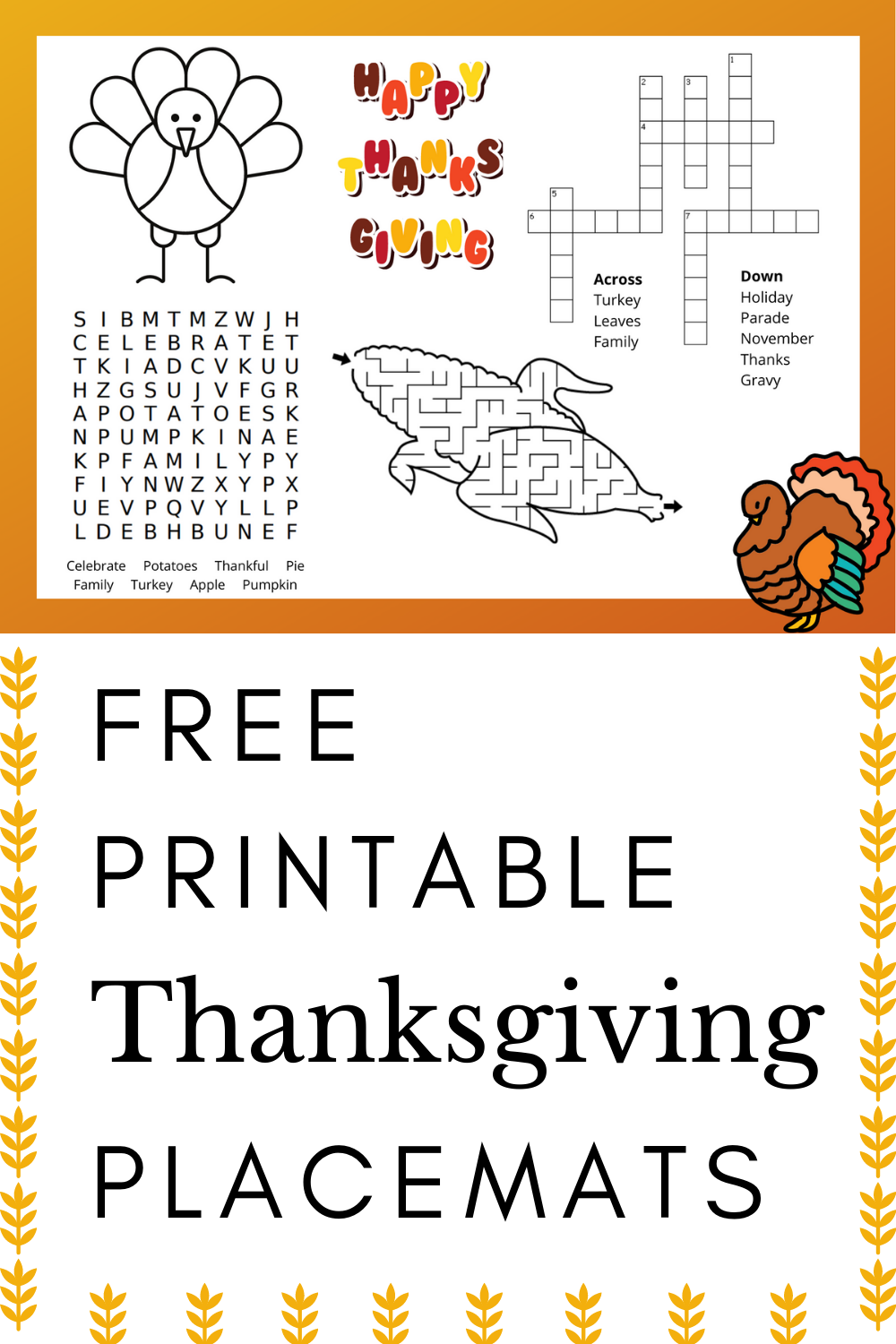 Printable Thanksgiving Placemat For Kids | AllFreeKidsCrafts.com Printable Thanksgiving Placemat For Kids | AllFreeKidsCrafts.com