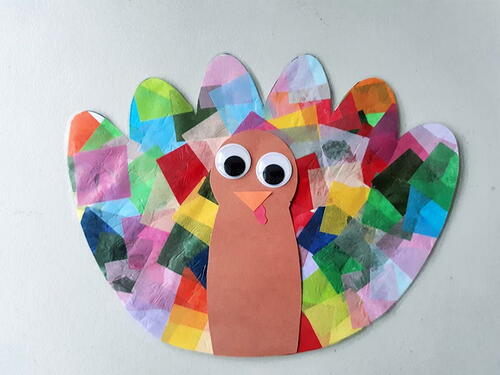 Turkey Tissue Paper Suncatcher Craft | FaveCrafts.com