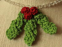 Cable Holly Leaf Necklace | AllFreeCrochet.com