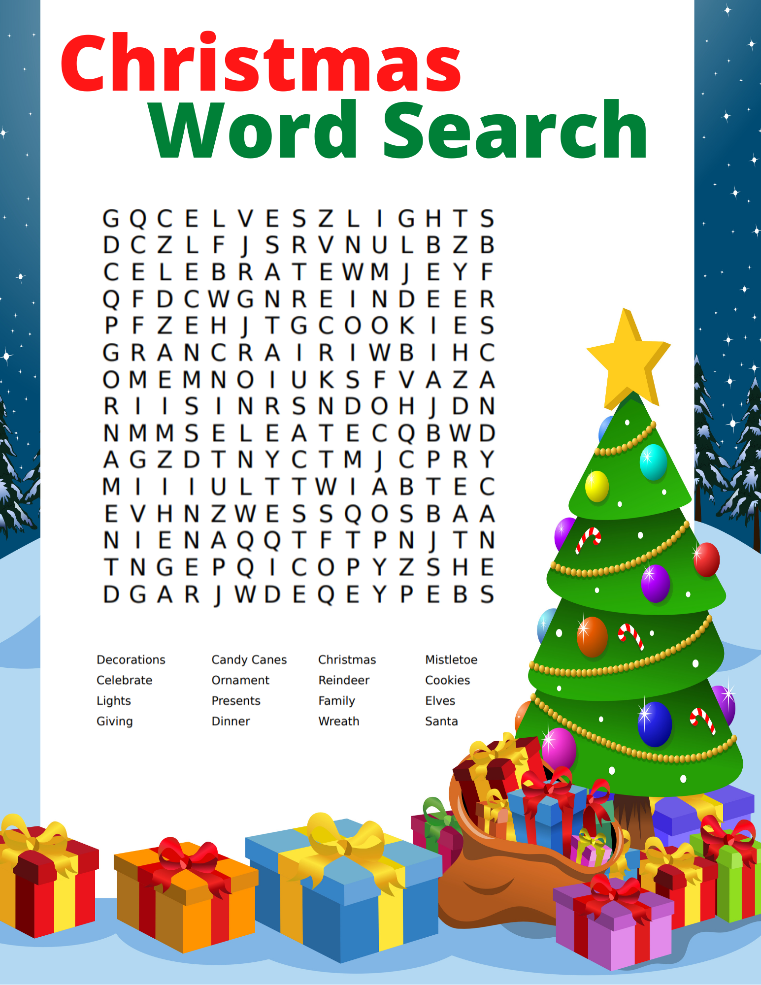 Holiday Themed Words