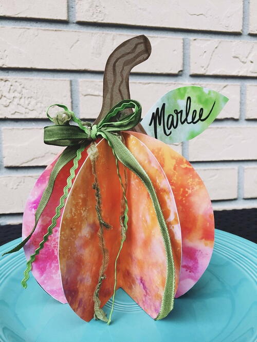 3d Watercolor Pumpkin Place Cards