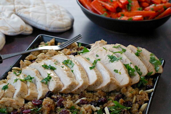 Slow Cooker Turkey Breast With Cranberry Quinoa Dressing