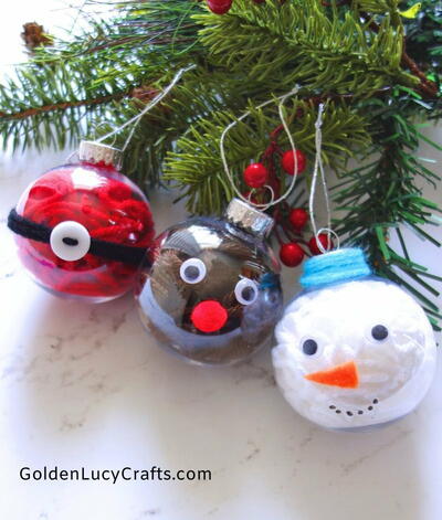 Yarn-filled Christmas Ornaments